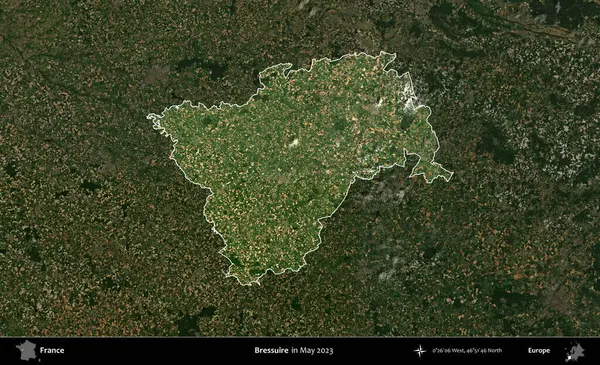 Bressuire. Fransa 'nın idari alanı, Mayıs 2023' te çekilen Kopernik Nöbetçi karolarından oluşan koyu renkli bir uydu görüntüsüyle vurgulandı ve özetlendi.