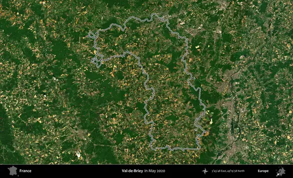 Val-de-Briey. Mayıs 2020 'de çekilen Copernicus Sentinel karolarından oluşan bir uydu görüntüsünde Fransa' nın idari bölgesinin ana hatları belirlendi.