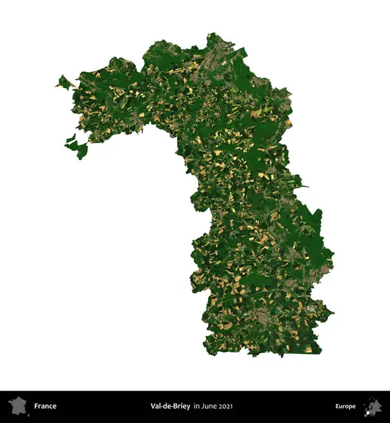 Val-de-Briey. Fransa 'nın idari bölgesi, Haziran 2021' de çekilen Kopernik Nöbetçi karolarından oluşan bir uydu görüntüsüyle beyaza izole edildi.