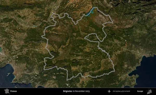 Brignoles. Copernicus Sentinel 'in Kasım 2023' te çekilen uydu görüntüsünde Fransa 'nın idari bölgesinin ana hatları belirlendi.