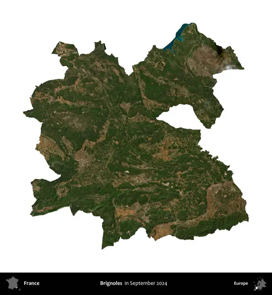 Brignoles. Fransa 'nın idari bölgesi, Eylül 2024' te çekilen Kopernik Nöbetçi karolarından oluşan uydu görüntüsüyle beyaza izole edildi.