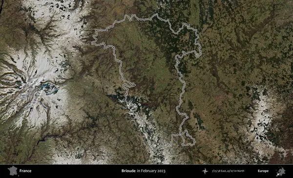 Gelin hanım. Copernicus Sentinel 'in Şubat 2023' te çekilen uydu görüntüsünde Fransa 'nın idari bölgesinin ana hatları belirlendi.