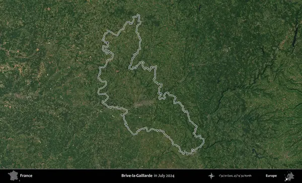 Brive-la-Gaillarde. Copernicus Sentinel 'in Temmuz 2024' te çekilen uydu görüntüsünde Fransa 'nın idari bölgesinin ana hatları belirlendi.