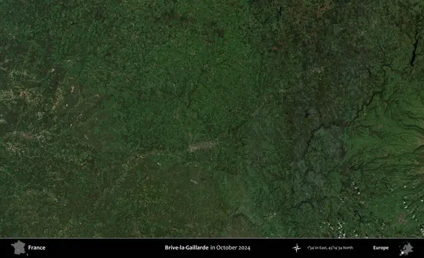 Brive-la-Gaillarde. Copernicus Sentinel 'in Ekim 2024' te çekilmiş uydu görüntüsü üzerine Fransa 'nın idari bölgesi.