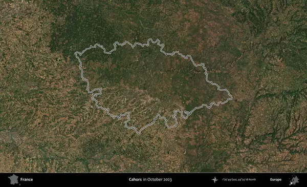 Cahors. Copernicus Sentinel 'in Ekim 2023' te çekilen uydu görüntüsünde Fransa 'nın idari bölgesinin ana hatları belirlendi.