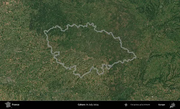 Cahors. Copernicus Sentinel 'in Temmuz 2024' te çekilen uydu görüntüsünde Fransa 'nın idari bölgesinin ana hatları belirlendi.