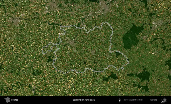 Cambrai. Haziran 2023 'te çekilen Copernicus Sentinel karolarından oluşan bir uydu görüntüsünde Fransa' nın idari bölgesinin ana hatları belirlendi.