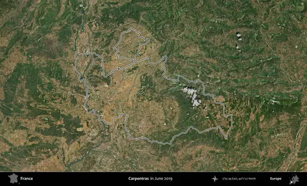 Marangozlar. Copernicus Sentinel 'in Haziran 2019' da çekilen uydu görüntüsünde Fransa 'nın idari bölgesinin ana hatları belirlendi.