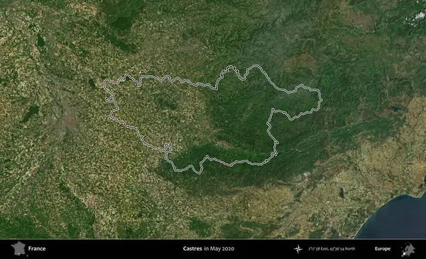 Castres. Mayıs 2020 'de çekilen Copernicus Sentinel karolarından oluşan bir uydu görüntüsünde Fransa' nın idari bölgesinin ana hatları belirlendi.