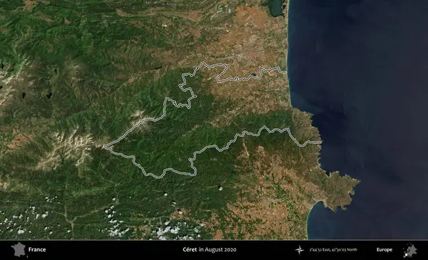 Çerçeve. Copernicus Sentinel 'in Ağustos 2020' de çekilen uydu görüntüsünde Fransa 'nın idari bölgesinin ana hatları belirlendi.