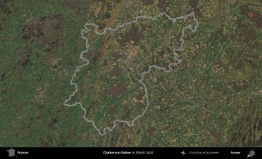 Chalon-sur-Saone. Mart 2022 'de çekilen Copernicus Sentinel karolarından oluşan bir uydu görüntüsünde Fransa' nın idari bölgesinin ana hatları belirlendi.