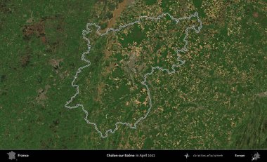 Chalon-sur-Saone. Nisan 2022 'de çekilen Copernicus Sentinel karolarından oluşan bir uydu görüntüsünde Fransa' nın idari bölgesinin ana hatları belirlendi.