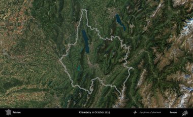 Chambery. Copernicus Sentinel 'in Ekim 2023' te çekilen uydu görüntüsünde Fransa 'nın idari bölgesinin ana hatları belirlendi.