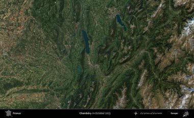 Chambery. Copernicus Sentinel 'in Ekim 2023' te çekilmiş uydu görüntüsü üzerine Fransa 'nın idari bölgesi.