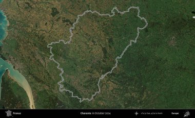 Charente. Copernicus Sentinel 'in Ekim 2024' te çekilen uydu görüntüsünde Fransa 'nın idari bölgesinin ana hatlarını çizdim.