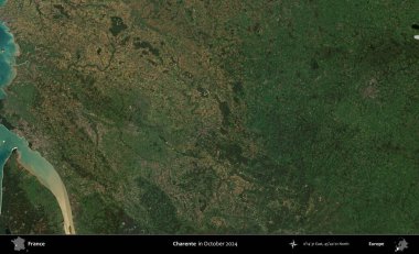 Charente. Copernicus Sentinel 'in Ekim 2024' te çekilmiş uydu görüntüsü üzerine Fransa 'nın idari bölgesi.