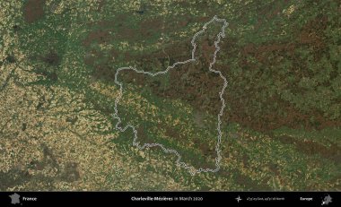 Charleville-Mezieres. Mart 2020 'de çekilen Copernicus Sentinel karolarından oluşan bir uydu görüntüsünde Fransa' nın idari bölgesinin ana hatları belirlendi.
