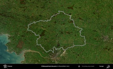 Chateaubriant-Ancenis. Copernicus Sentinel 'in Kasım 2022' de çekilen uydu görüntüsünde Fransa 'nın idari bölgesinin ana hatları belirlendi.