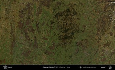 Chateau-Chinon (Ville). Copernicus Sentinel 'in Şubat 2022' de çekilmiş uydu görüntüsü üzerine Fransa 'nın idari bölgesi.