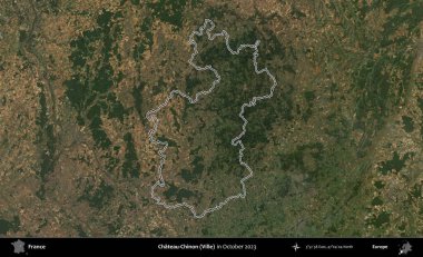 Chateau-Chinon (Ville). Copernicus Sentinel 'in Ekim 2023' te çekilen uydu görüntüsünde Fransa 'nın idari bölgesinin ana hatları belirlendi.