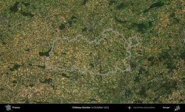 Şato-Gontier. Copernicus Sentinel 'in Ekim 2023' te çekilen uydu görüntüsünde Fransa 'nın idari bölgesinin ana hatları belirlendi.