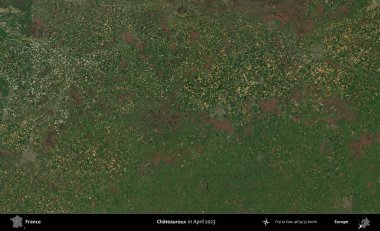 Chateauroux. Copernicus Sentinel 'in Nisan 2023' te çekilmiş uydu görüntüsü üzerine Fransa 'nın idari bölgesi.