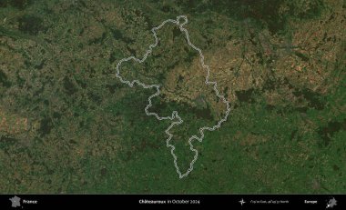Chateauroux. Copernicus Sentinel 'in Ekim 2024' te çekilen uydu görüntüsünde Fransa 'nın idari bölgesinin ana hatlarını çizdim.