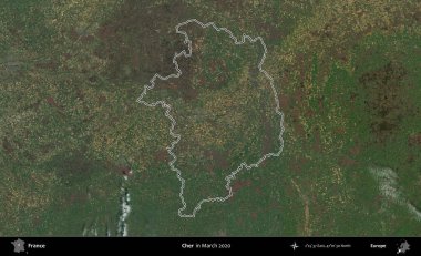 - Cher. Mart 2020 'de çekilen Copernicus Sentinel karolarından oluşan bir uydu görüntüsünde Fransa' nın idari bölgesinin ana hatları belirlendi.
