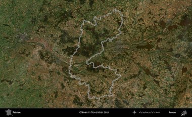 Chinon. Copernicus Sentinel 'in Kasım 2021' de çekilen uydu görüntüsünde Fransa 'nın idari bölgesinin ana hatları belirlendi.