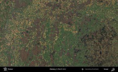 İstiridye. Copernicus Sentinel 'in Mart 2022' de çekilmiş uydu görüntüsü üzerine Fransa 'nın idari bölgesi.