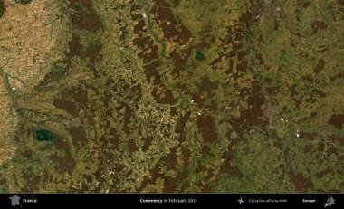Merhamet et. Copernicus Sentinel 'in Şubat 2021' de çekilmiş uydu görüntüsü üzerine Fransa 'nın idari bölgesi.