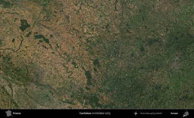 Confolens. Copernicus Sentinel 'in Ekim 2023' te çekilmiş uydu görüntüsü üzerine Fransa 'nın idari bölgesi.