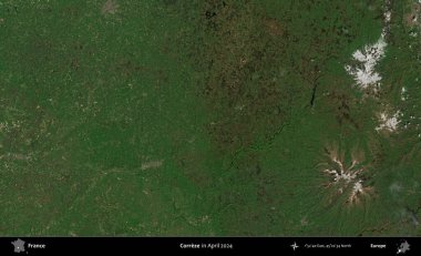 Correze. Copernicus Sentinel 'in Nisan 2024' te çekilmiş uydu görüntüsü üzerine Fransa 'nın idari bölgesi.