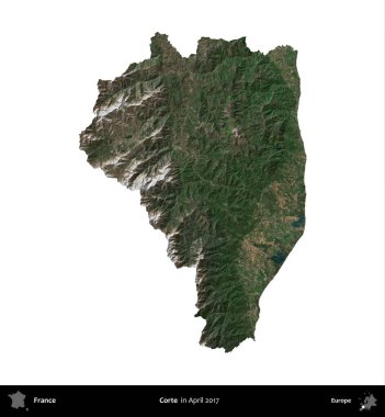 Doğru. Fransa 'nın idari bölgesi, Nisan 2017' de çekilen Kopernik Nöbetçi karolarından oluşan bir uydu görüntüsü ile beyaza izole edildi.