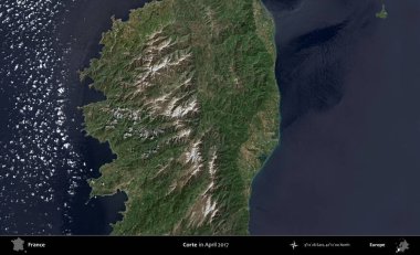 Doğru. Nisan 2017 'de Copernicus Sentinel karolarından oluşan bir uydu görüntüsü üzerine Fransa' nın idari bölgesi