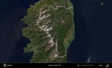 Doğru. Nisan 2020 'de çekilen Kopernik Nöbetçi karolarından oluşan bir uydu görüntüsünde Fransa' nın idari bölgesinin ana hatlarını çizdim.