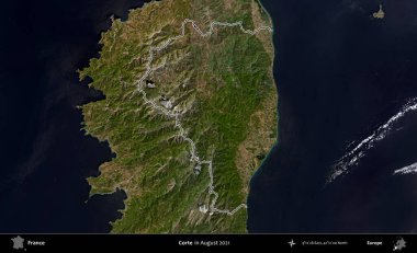 Doğru. Copernicus Sentinel 'in Ağustos 2021' de çekilen uydu görüntüsünde Fransa 'nın idari bölgesinin ana hatları belirlendi.
