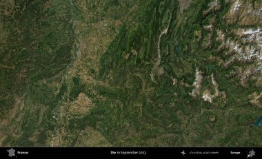 Öl! Copernicus Sentinel 'in Eylül 2023' te çekilmiş uydu görüntüsü üzerine Fransa 'nın idari bölgesi.