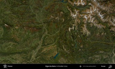 Digne-les-Bains. Copernicus Sentinel 'in Ekim 2024' te çekilmiş uydu görüntüsü üzerine Fransa 'nın idari bölgesi.