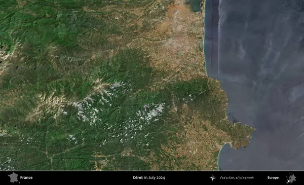 Çerçeve. Copernicus Sentinel 'in Temmuz 2024' te çekilmiş uydu görüntüsü üzerine Fransa 'nın idari bölgesi