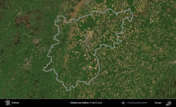 Chalon-sur-Saone. Nisan 2022 'de çekilen Copernicus Sentinel karolarından oluşan bir uydu görüntüsünde Fransa' nın idari bölgesinin ana hatları belirlendi.