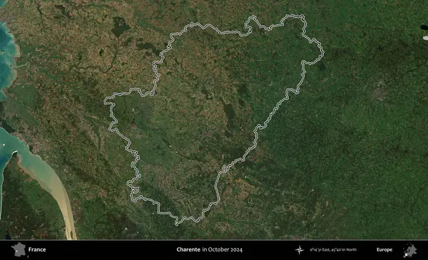Charente. Copernicus Sentinel 'in Ekim 2024' te çekilen uydu görüntüsünde Fransa 'nın idari bölgesinin ana hatlarını çizdim.