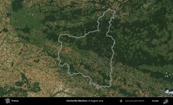 Charleville-Mezieres. Copernicus Sentinel 'in Ağustos 2019' da çekilen uydu görüntüsünde Fransa 'nın idari bölgesinin ana hatları belirlendi.