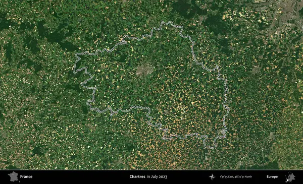 Chartres. Copernicus Sentinel 'in Temmuz 2023' te çekilen uydu görüntüsünde Fransa 'nın idari bölgesinin ana hatları belirlendi.
