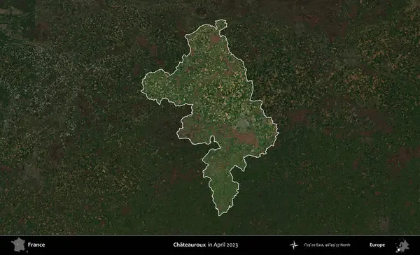 Chateauroux. Fransa 'nın idari alanı, Nisan 2023' te çekilen Kopernik Nöbetçi karolarından oluşan koyu renkli bir uydu görüntüsü üzerinde vurgulandı ve özetlendi.