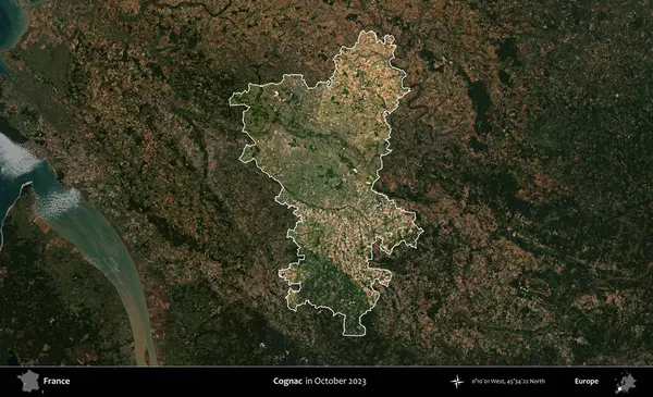 Konyak mı? Fransa 'nın idari alanı, Ekim 2023' te çekilen Kopernik Nöbetçi karolarından oluşan koyu renkli bir uydu görüntüsü üzerinde vurgulandı ve özetlendi.