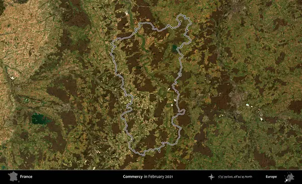Merhamet et. Copernicus Sentinel 'in Şubat 2021' de çekilen uydu görüntüsünde Fransa 'nın idari bölgesinin ana hatları belirlendi.