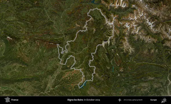 Digne-les-Bains. Copernicus Sentinel 'in Ekim 2024' te çekilen uydu görüntüsünde Fransa 'nın idari bölgesinin ana hatlarını çizdim.