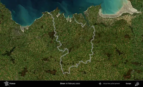 Dinan. Copernicus Sentinel 'in Şubat 2020' de çekilen uydu görüntüsünde Fransa 'nın idari bölgesinin ana hatları belirlendi.