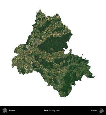 İşsizlik parası. Fransa 'nın idari bölgesi, Mayıs 2020' de çekilen Kopernik Nöbetçi karolarından oluşan bir uydu görüntüsüyle beyaza izole edildi.